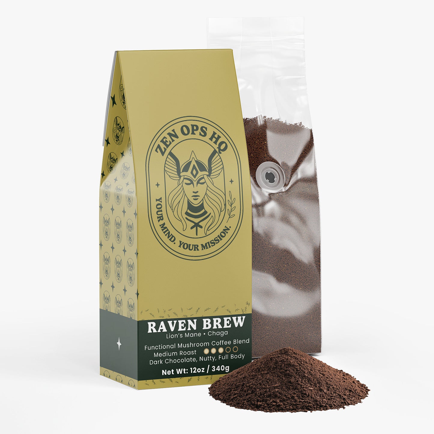 Raven Brew Functional Mushroom Coffee Blend (Medium Roast)