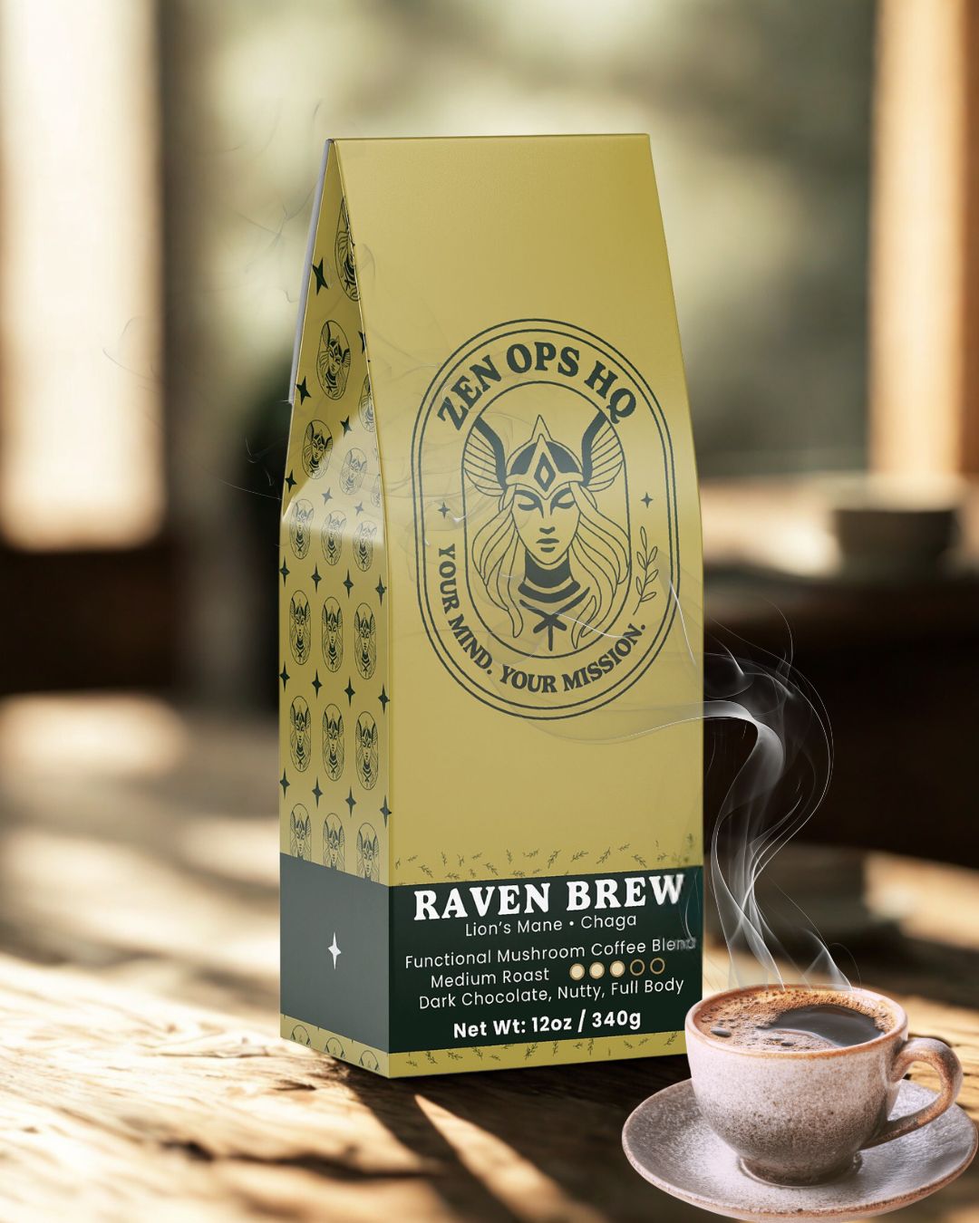 Raven Brew Functional Mushroom Coffee Blend (Medium Roast)